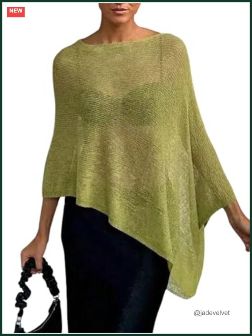 Sheer Knit Poncho Shawl Cape Top Lightweight Sweater Asymmetrical Hem